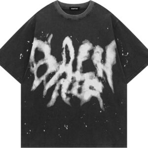 Vamtac Mens Oversized Graphic Tees Y2k Vintage Washed Graffiti Tie Dye Short Sleeve Shirts Streetwear Tops Unisex