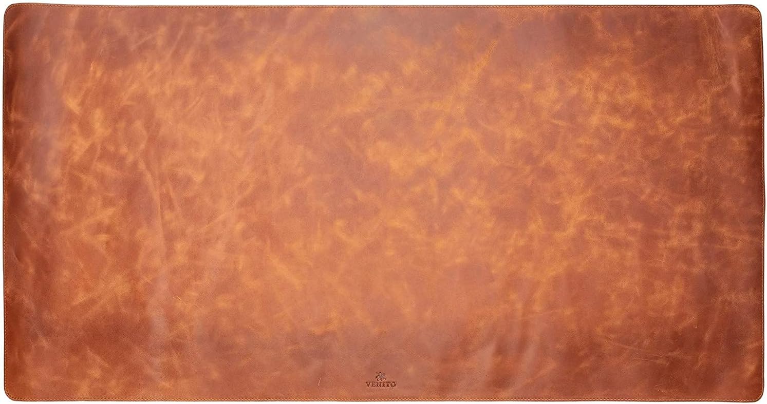 Venito Premium Leather Desk Mat (31.5 X 14.6 inch) - Medium Mouse Mat for Home Office Accessories (Antique Brown) - Image 7