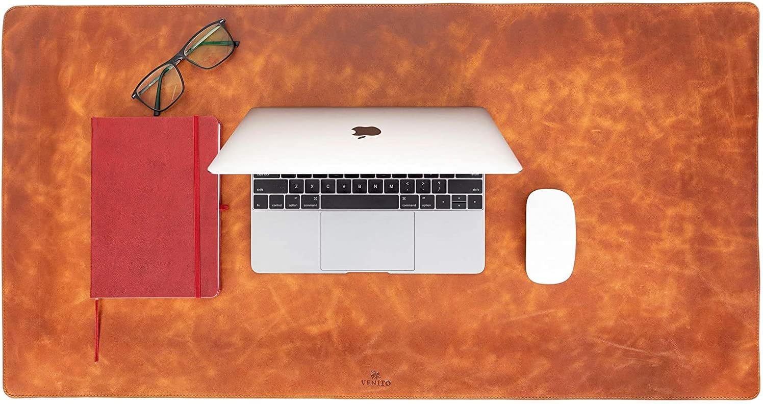 Venito Premium Leather Desk Mat (31.5 X 14.6 inch) - Medium Mouse Mat for Home Office Accessories (Antique Brown) - Image 2