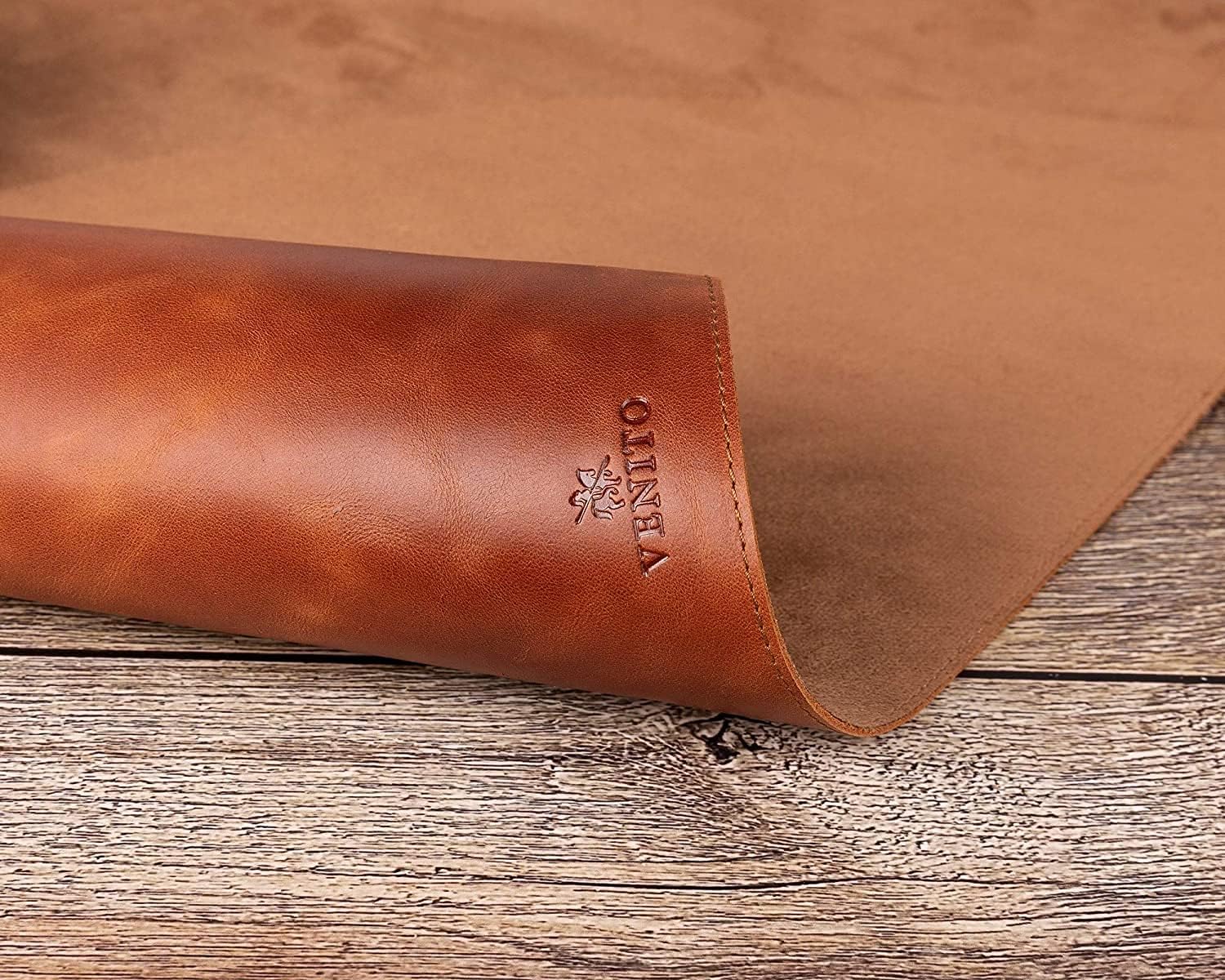 Venito Premium Leather Desk Mat (31.5 X 14.6 inch) - Medium Mouse Mat for Home Office Accessories (Antique Brown) - Image 8