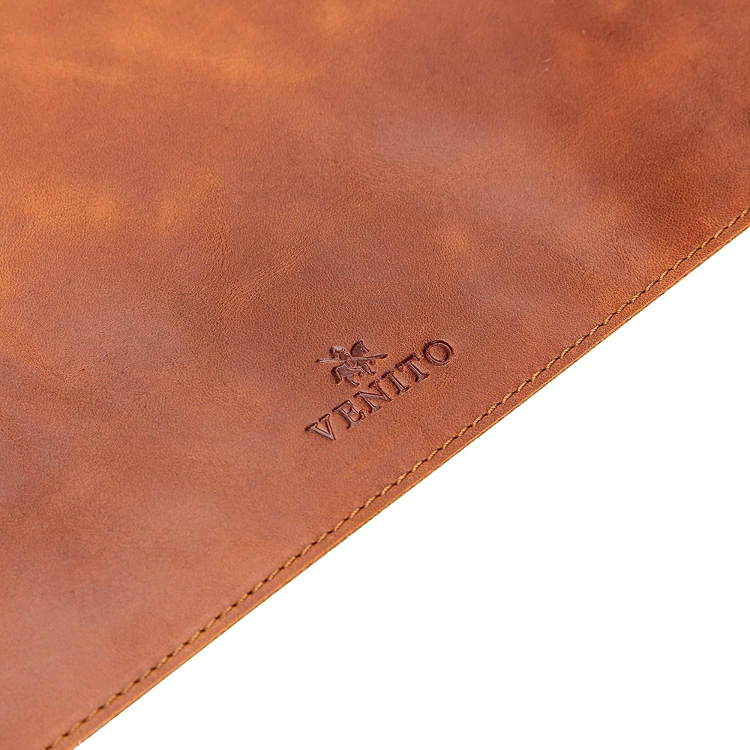 Venito Premium Leather Desk Mat (31.5 X 14.6 inch) - Medium Mouse Mat for Home Office Accessories (Antique Brown) - Image 3