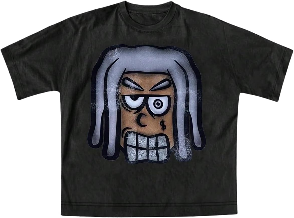 VIPWOLF Men's Cartoon Graphic Tee Shirts Y2K Short Sleeve Crew Neck Summer - Image 23