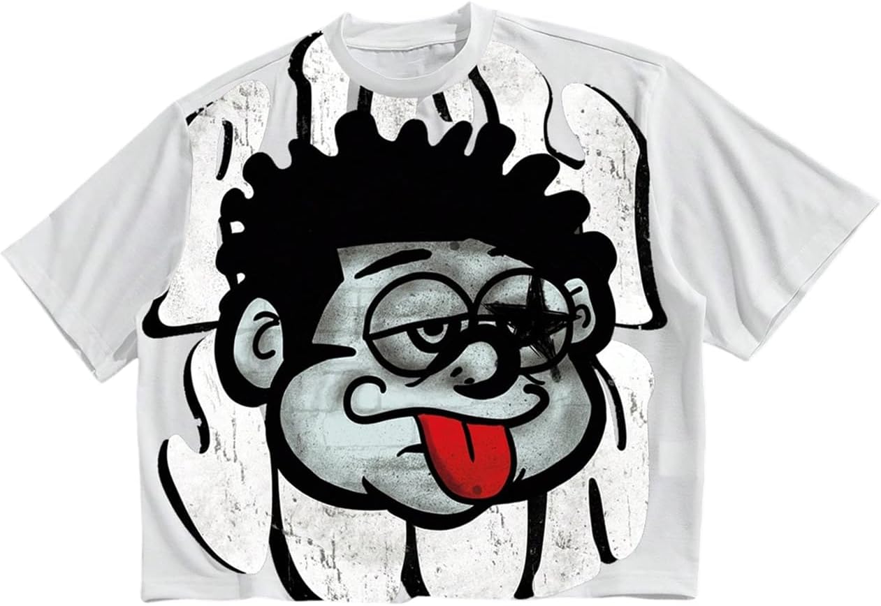 VIPWOLF Men's Cartoon Graphic Tee Shirts Y2K Short Sleeve Crew Neck Summer - Image 27