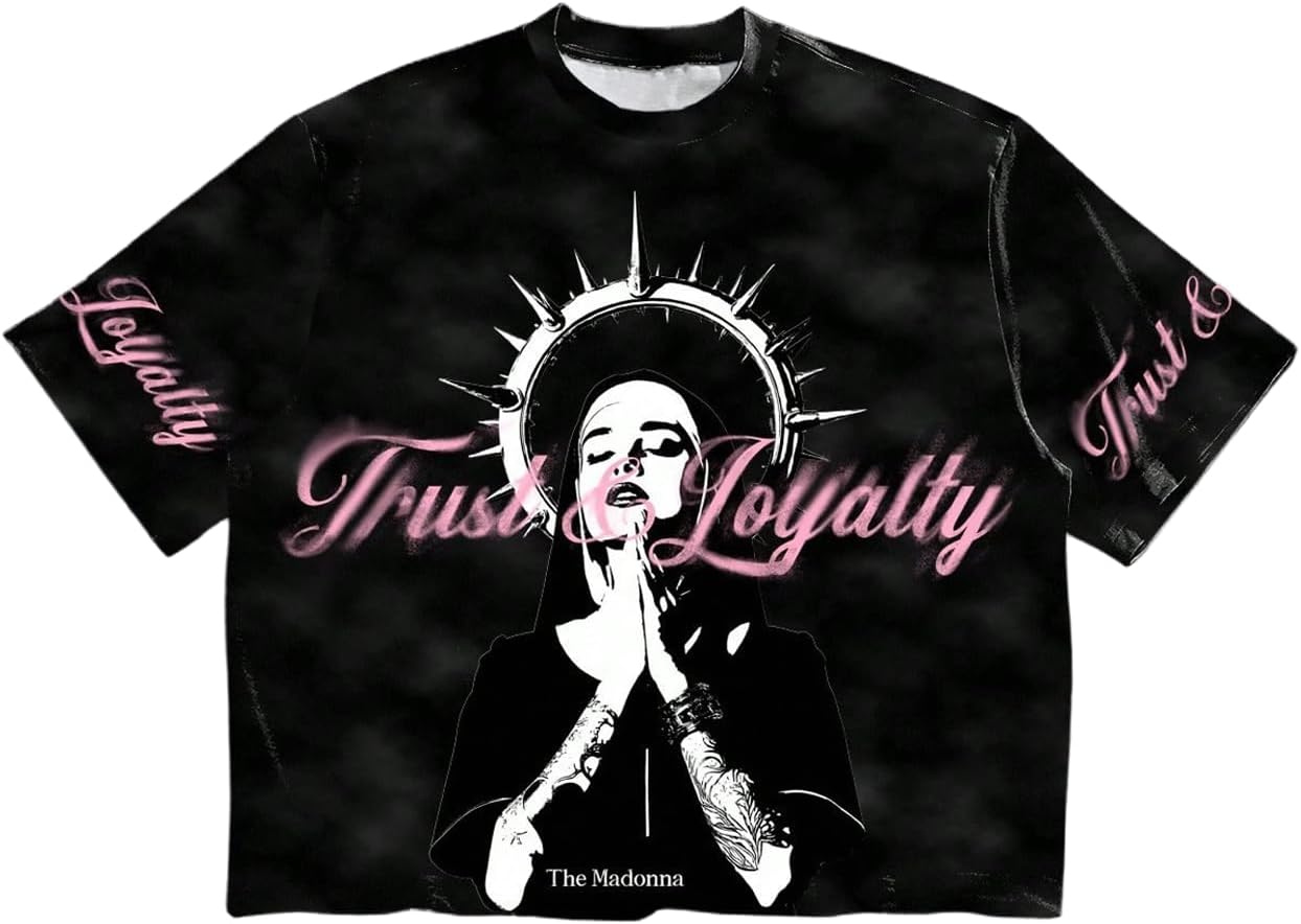 VIPWOLF Men's Cartoon Graphic Tee Shirts Y2K Short Sleeve Crew Neck Summer - Image 12