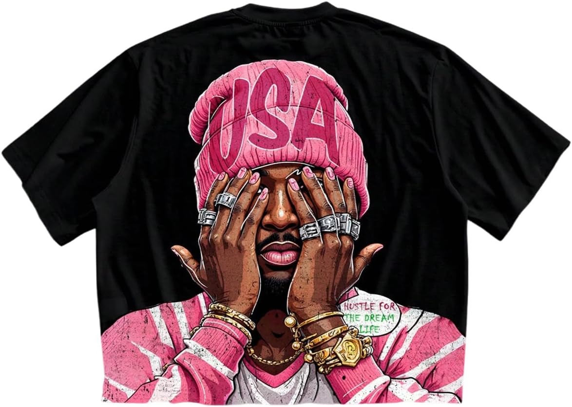 VIPWOLF Men's Cartoon Graphic Tee Shirts Y2K Short Sleeve Crew Neck Summer - Image 14