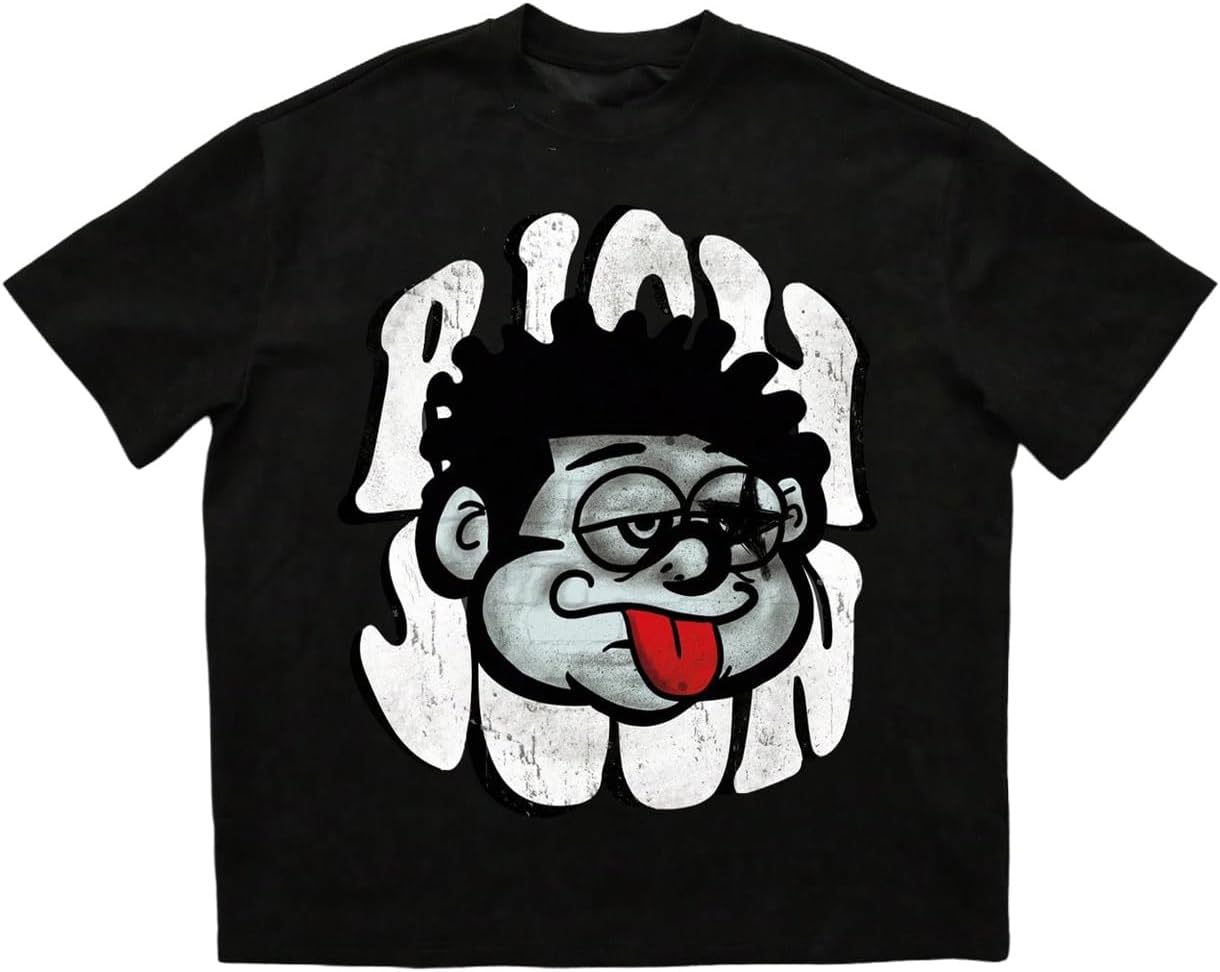 VIPWOLF Men's Cartoon Graphic Tee Shirts Y2K Short Sleeve Crew Neck Summer - Image 17