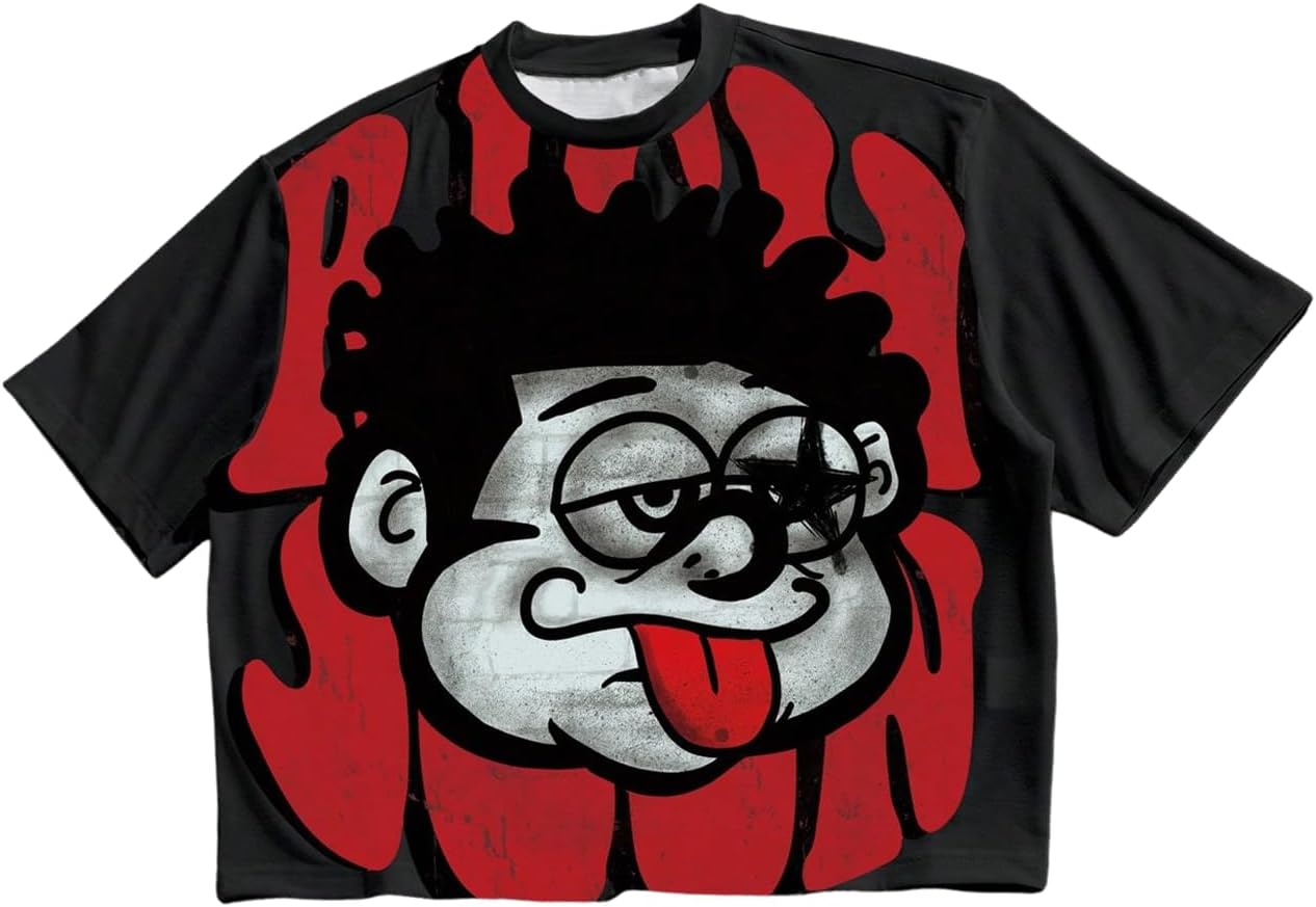 VIPWOLF Men's Cartoon Graphic Tee Shirts Y2K Short Sleeve Crew Neck Summer - Image 26