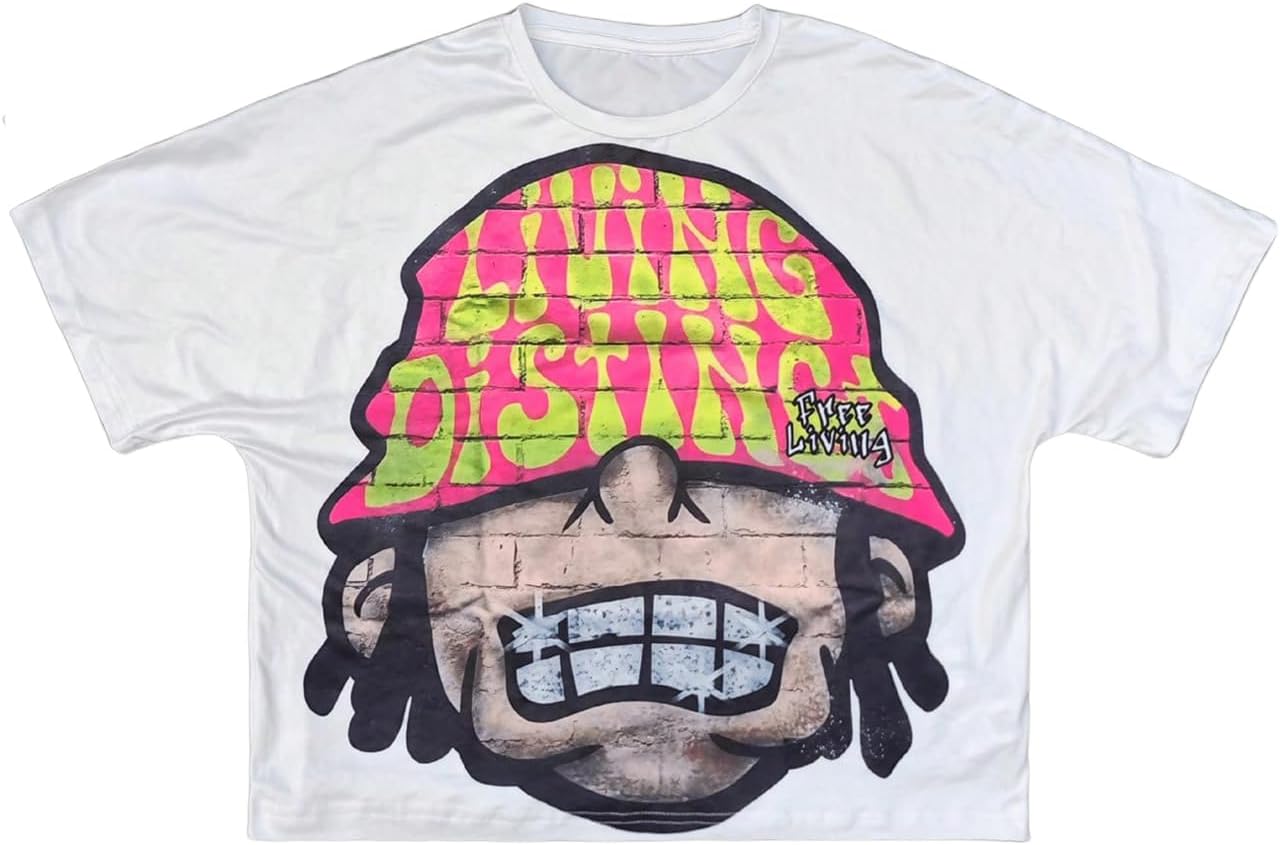 VIPWOLF Men's Cartoon Graphic Tee Shirts Y2K Short Sleeve Crew Neck Summer