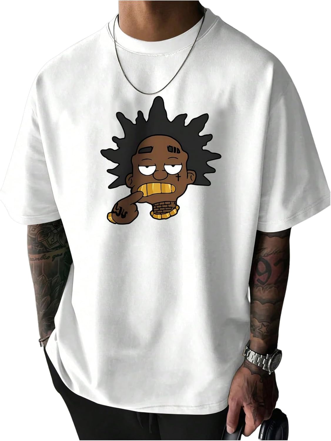 VIPWOLF Men's Cartoon Graphic Tee Shirts Y2K Short Sleeve Crew Neck Summer - Image 20