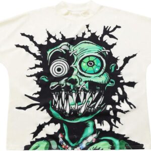 VIPWOLF Men's Figure Y2K Graphic Tee Shirt Vintage Short Sleeve Crew Neck Streetwear Novelty T-Shirts