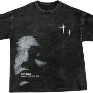 VIPWOLF Men's Graphic Oversized Short Sleeve Tee Shirt Y2K Vintage Cool Acid Wash Streetwear T-Shirts