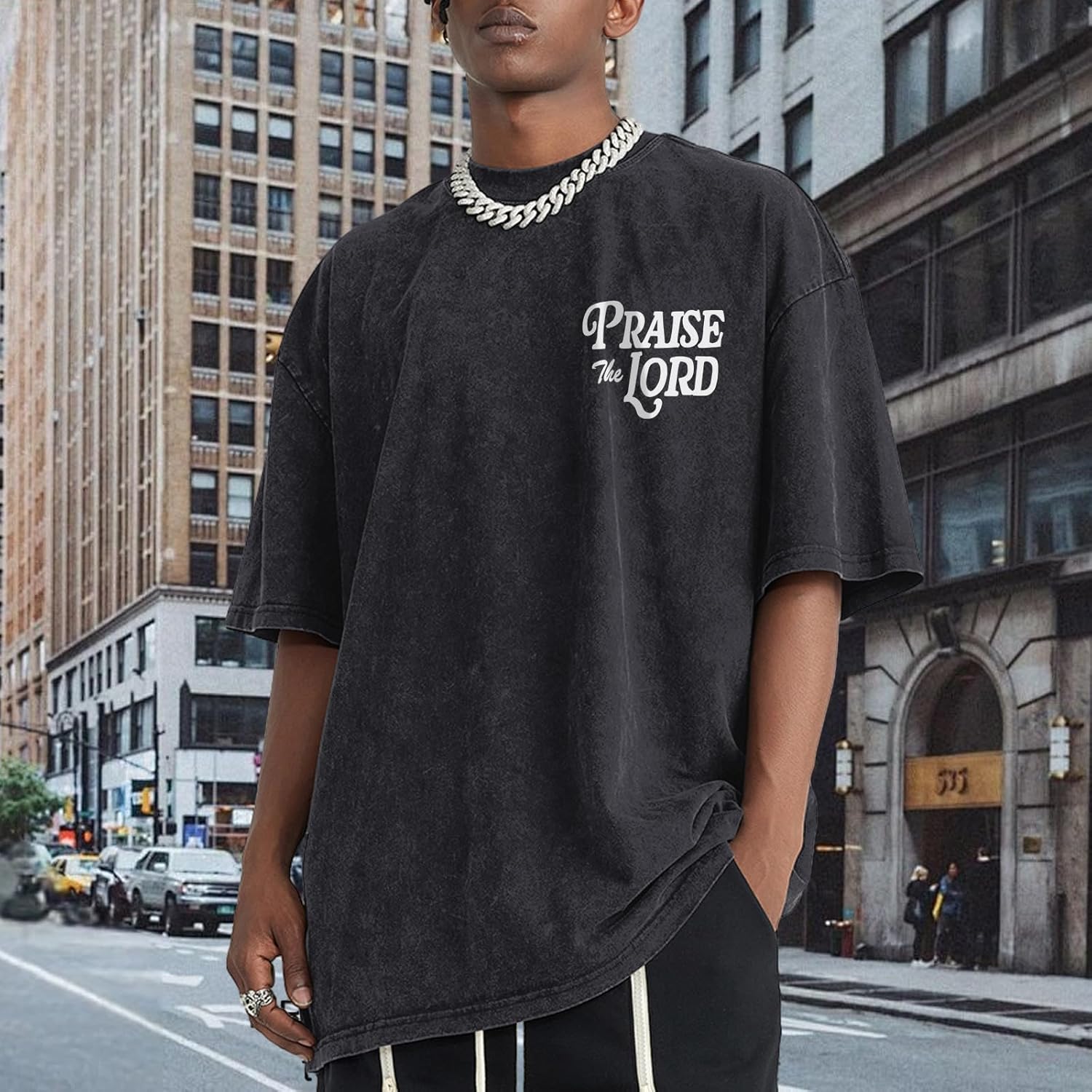 Wedsadl Christian Jesus Shirts for Men Religious Praise The Lord Bible Verse Shirt Oversized Graphic Tees Acid Wash Tshirt - Image 2