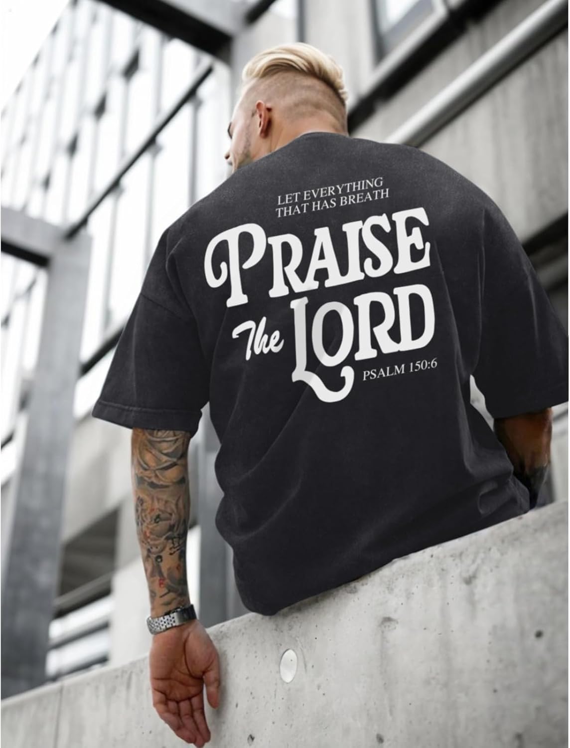 Wedsadl Christian Jesus Shirts for Men Religious Praise The Lord Bible Verse Shirt Oversized Graphic Tees Acid Wash Tshirt - Image 4