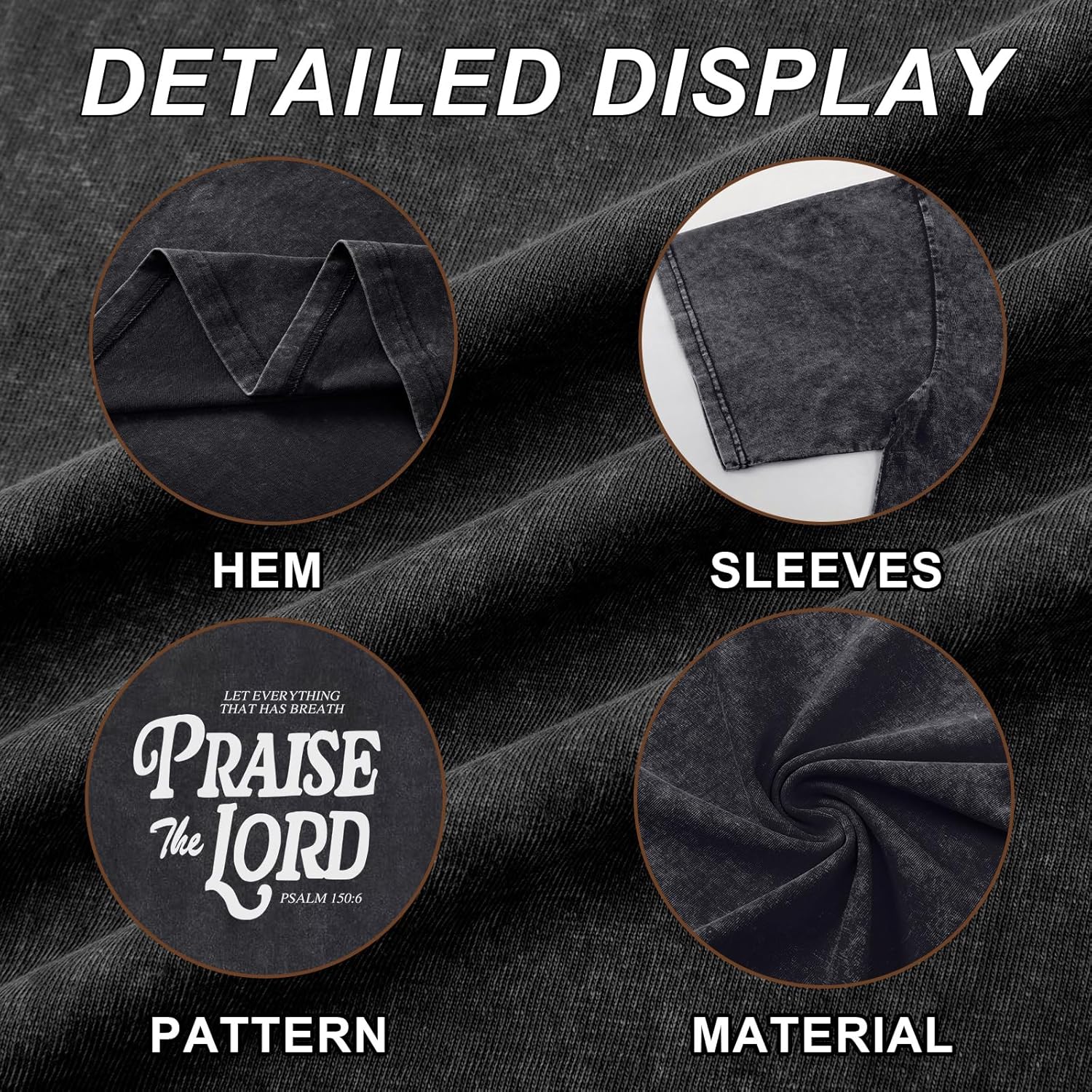 Wedsadl Christian Jesus Shirts for Men Religious Praise The Lord Bible Verse Shirt Oversized Graphic Tees Acid Wash Tshirt - Image 6