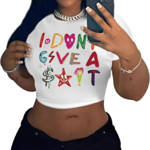 Weetiotio Y2K Baby Tees Graphic Crop Tops for Women Cropped Tshirt Summer Aesthetic Fairy Grunge Tops Clothes for Teen Girls