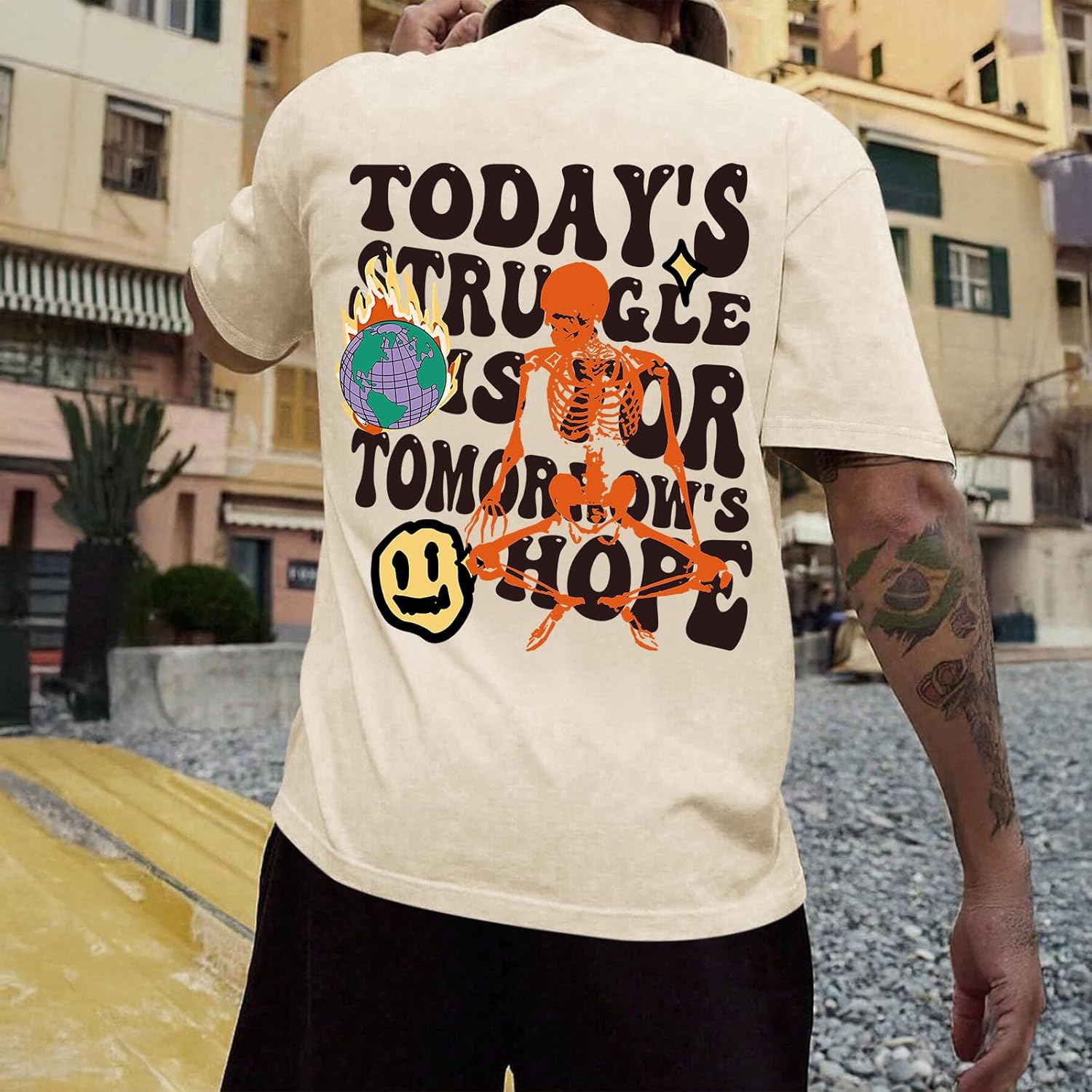 Weiyuqi Oversized Graphic Tshirt for Men Letter Print Vintage T Shirt Tees Casual Loose Fit Retro Streetwear Shirts Tops - Image 5