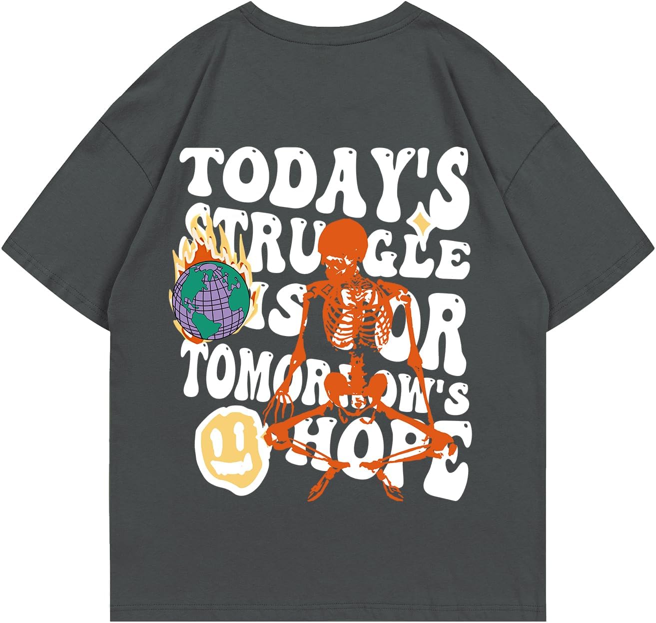 Weiyuqi Oversized Graphic Tshirt for Men Letter Print Vintage T Shirt Tees Casual Loose Fit Retro Streetwear Shirts Tops - Image 18