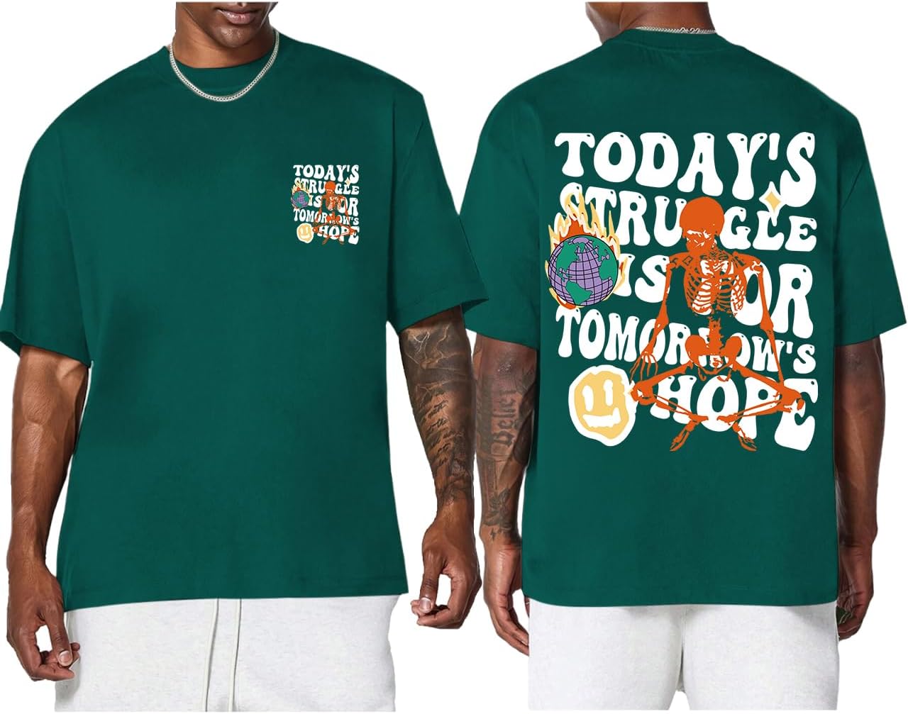 Weiyuqi Oversized Graphic Tshirt for Men Letter Print Vintage T Shirt Tees Casual Loose Fit Retro Streetwear Shirts Tops - Image 9