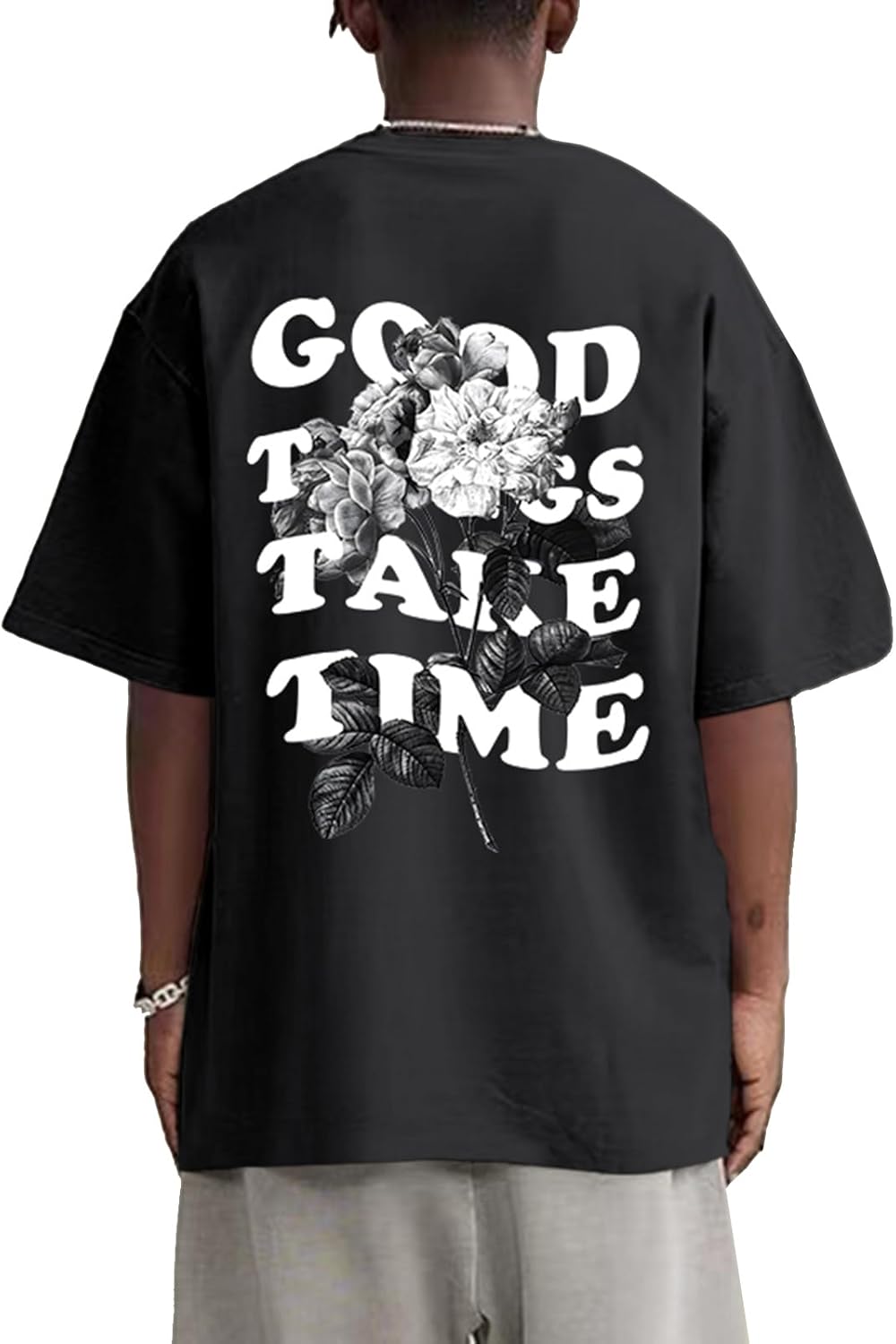 Werbavi Vintage Graphic Tees for Men Oversized Floral Letter Print Retro Streetwear T Shirts Casual Loose Fit Cotton Tops - Image 6