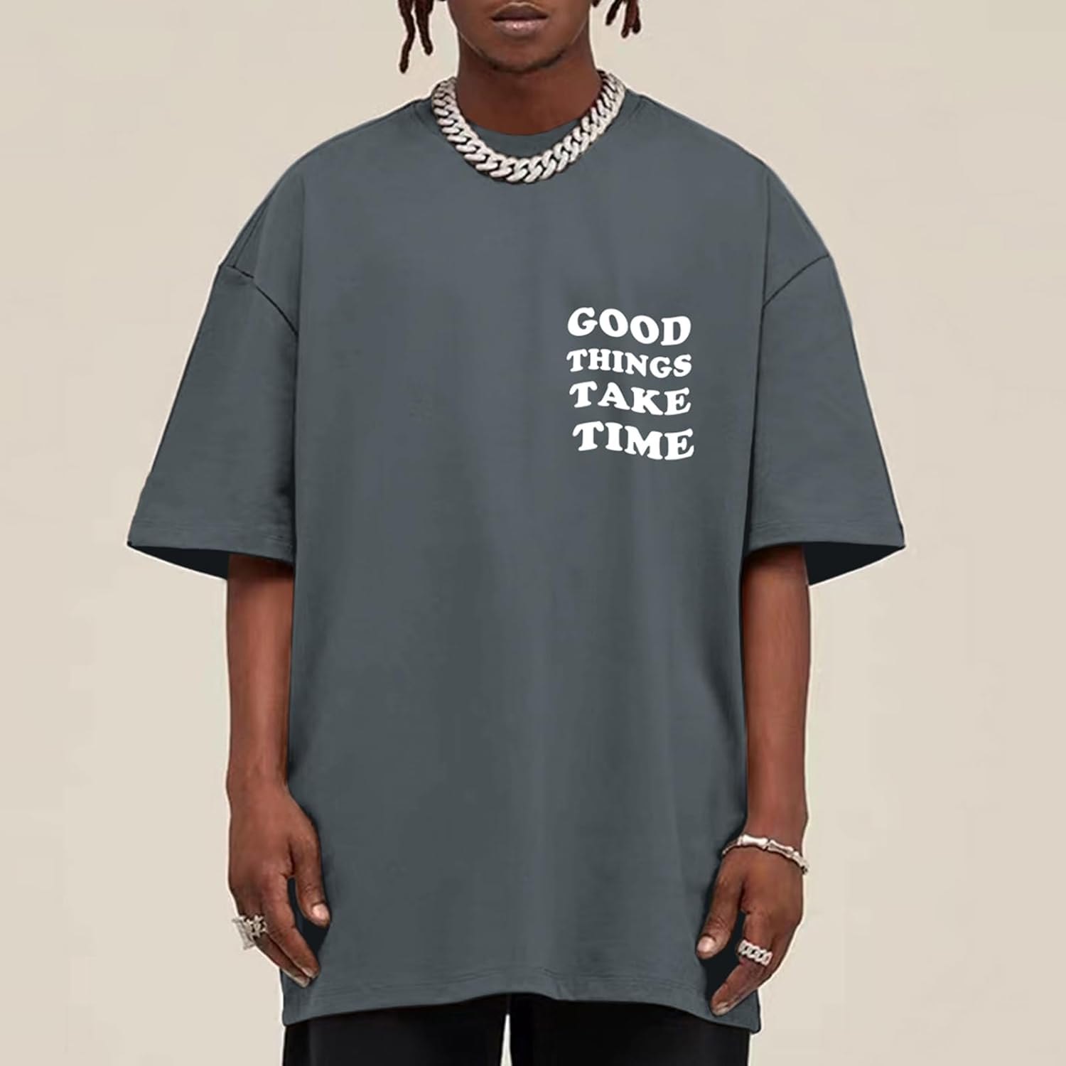 Werbavi Vintage Graphic Tees for Men Oversized Floral Letter Print Retro Streetwear T Shirts Casual Loose Fit Cotton Tops - Image 2