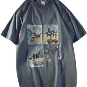 Women Vintage Short Sleeve T-Shirt Summer Print Oversized Tee Harajuku Japenese Streetwear Aesthetic Indie Pullover Top