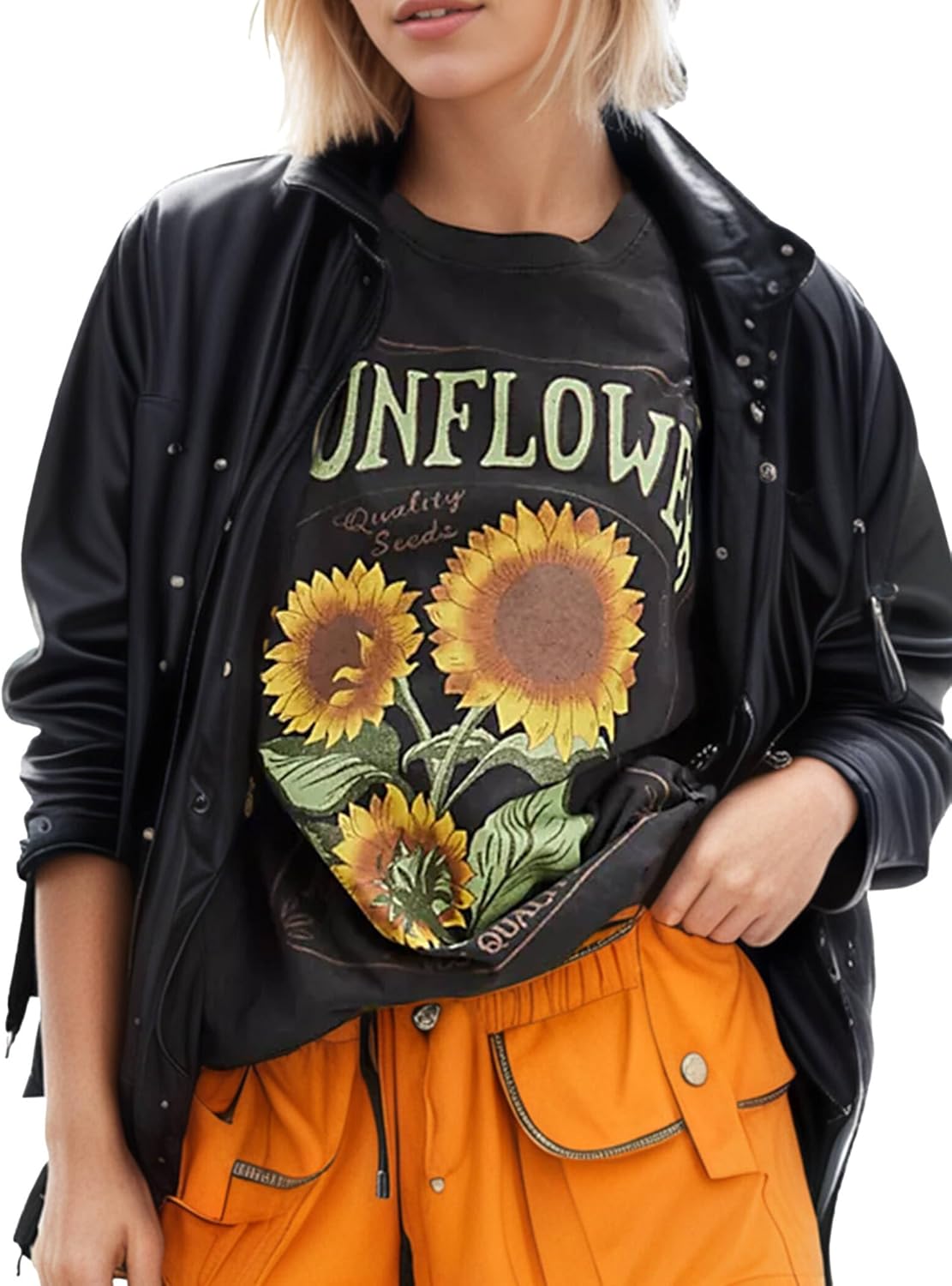 Women's Cottton Oversized Harvest Vintage Floral Graphic Tees Y2K Tops Summer Casual Streetwear - Image 7