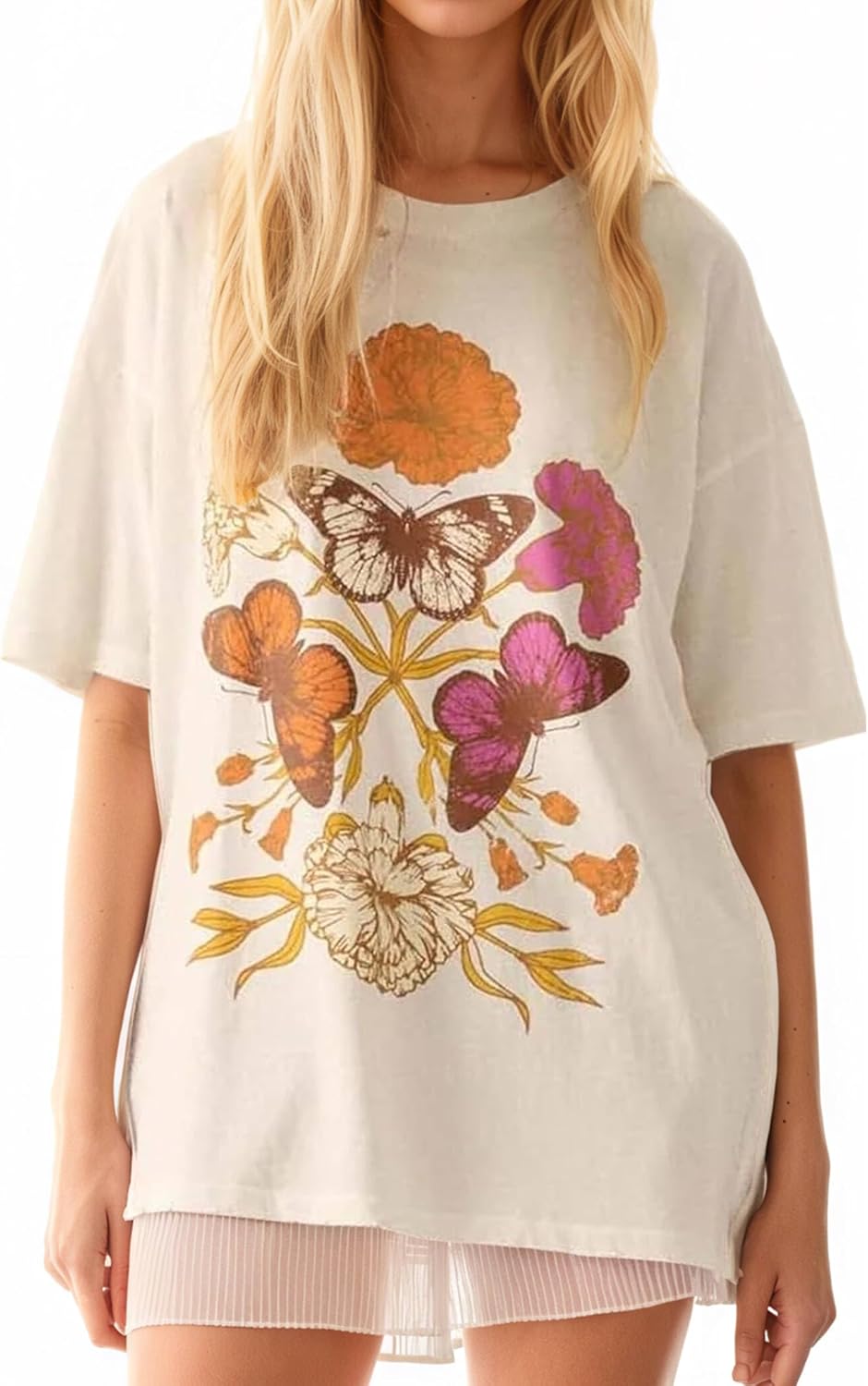 Women's Cottton Oversized Harvest Vintage Floral Graphic Tees Y2K Tops Summer Casual Streetwear - Image 6