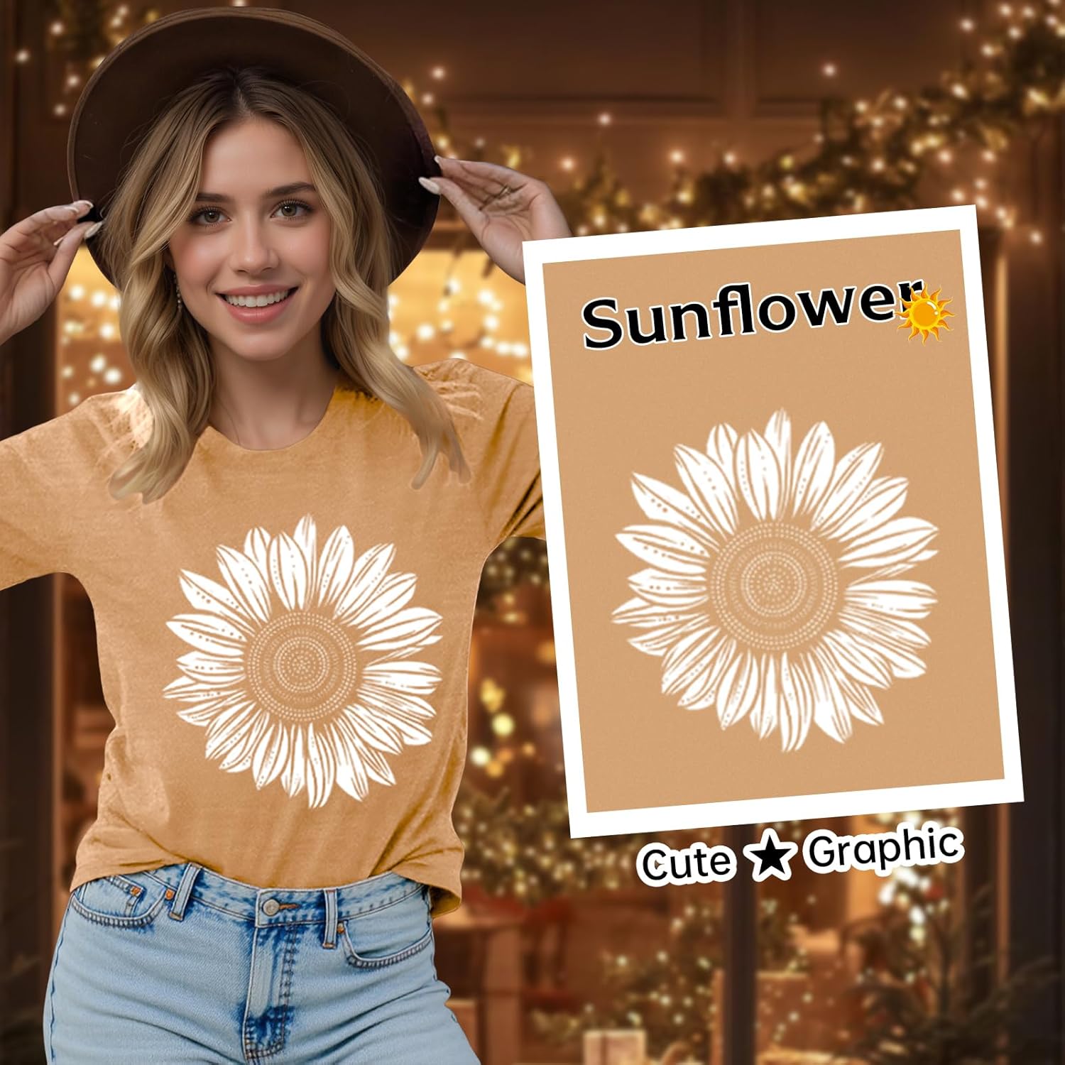 Women's Floral T-Shirts Graphic Loose Tees Sunflower Graphic Summer Short Sleeve Boho Casual Tops - Image 3