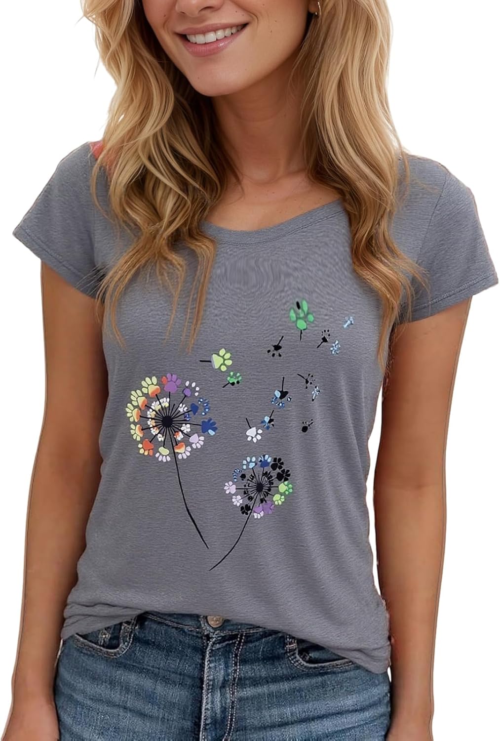 Women's Floral T-Shirts Graphic Loose Tees Sunflower Graphic Summer Short Sleeve Boho Casual Tops - Image 10