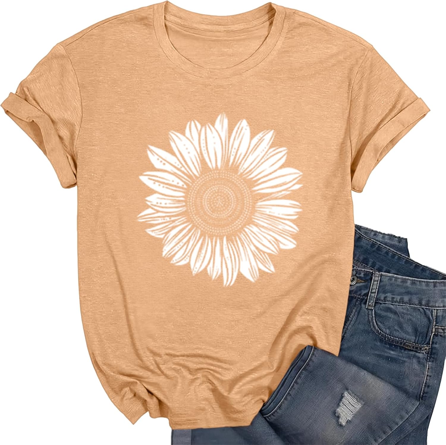 Women's Floral T-Shirts Graphic Loose Tees Sunflower Graphic Summer Short Sleeve Boho Casual Tops