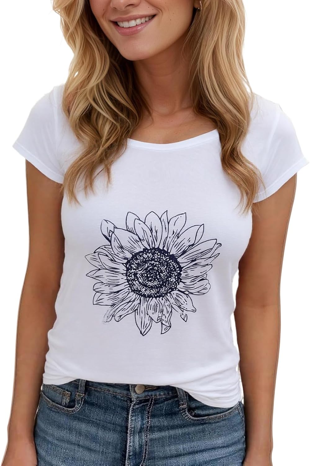 Women's Floral T-Shirts Graphic Loose Tees Sunflower Graphic Summer Short Sleeve Boho Casual Tops - Image 9