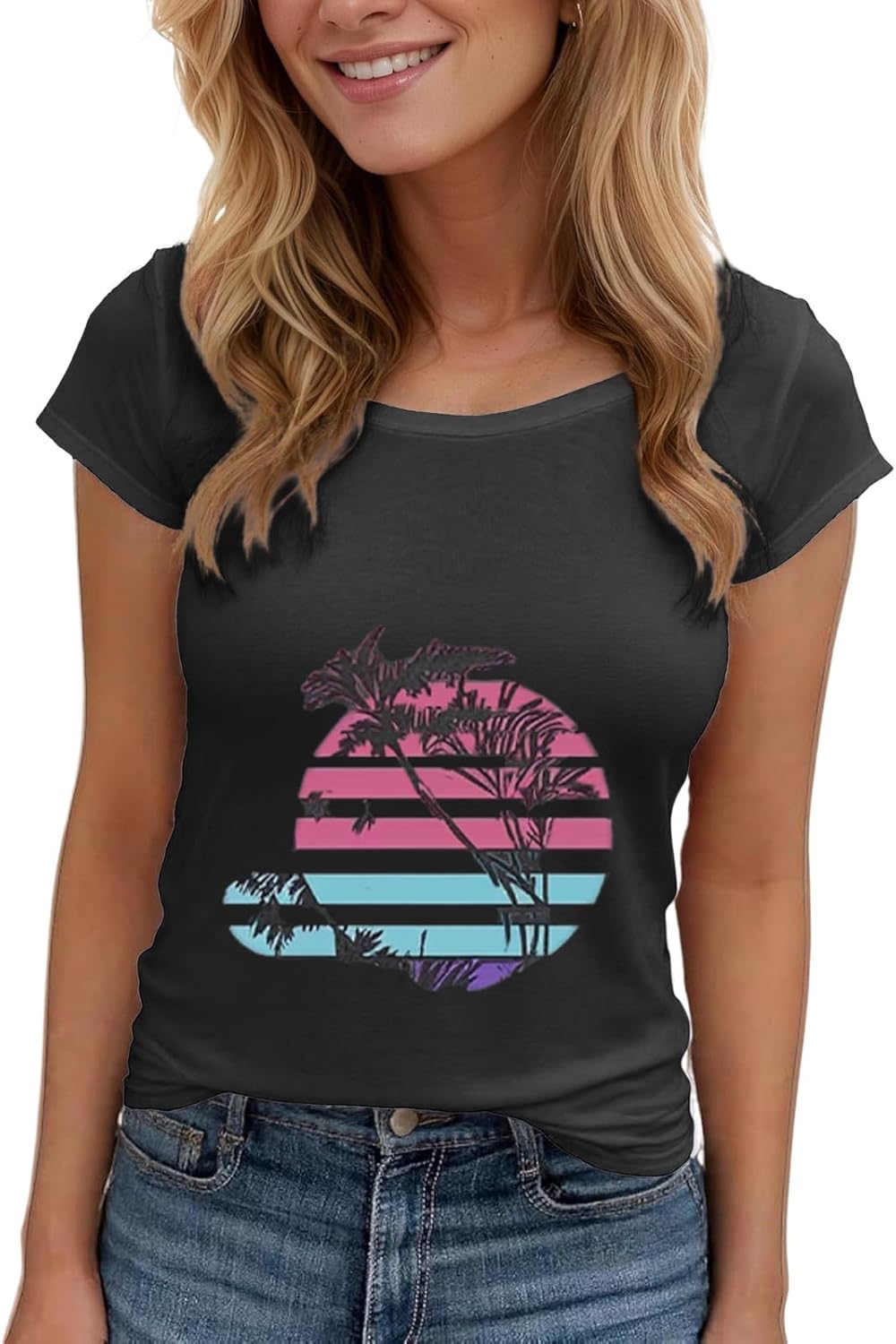 Women's Floral T-Shirts Graphic Loose Tees Sunflower Graphic Summer Short Sleeve Boho Casual Tops - Image 28