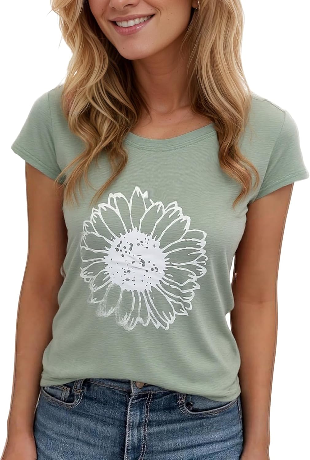 Women's Floral T-Shirts Graphic Loose Tees Sunflower Graphic Summer Short Sleeve Boho Casual Tops - Image 6