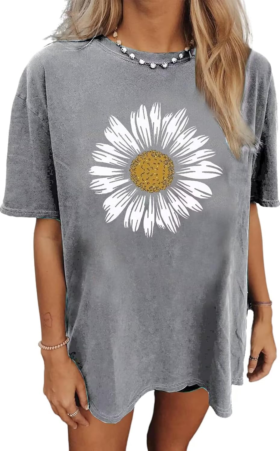 Womens Oversized Tshirt Flower Graphic Tees Nashville Music Short Sleeve Shirts Summer Casual Loose Beach Tops - Image 19