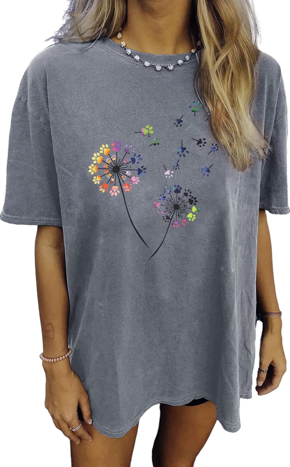 Womens Oversized Tshirt Flower Graphic Tees Nashville Music Short Sleeve Shirts Summer Casual Loose Beach Tops - Image 15