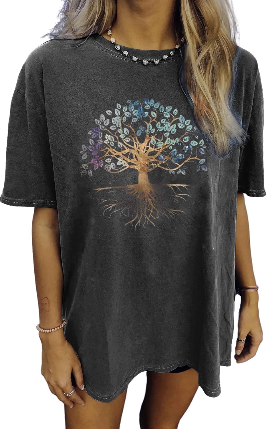 Womens Oversized Tshirt Flower Graphic Tees Nashville Music Short Sleeve Shirts Summer Casual Loose Beach Tops - Image 9