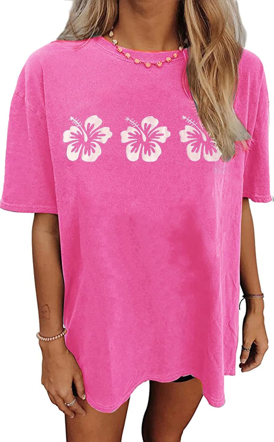 Womens Oversized Tshirt Flower Graphic Tees Nashville Music Short Sleeve Shirts Summer Casual Loose Beach Tops - Image 24