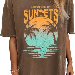 Womens Oversized Tshirt Flower Graphic Tees Nashville Music Short Sleeve Shirts Summer Casual Loose Beach Tops