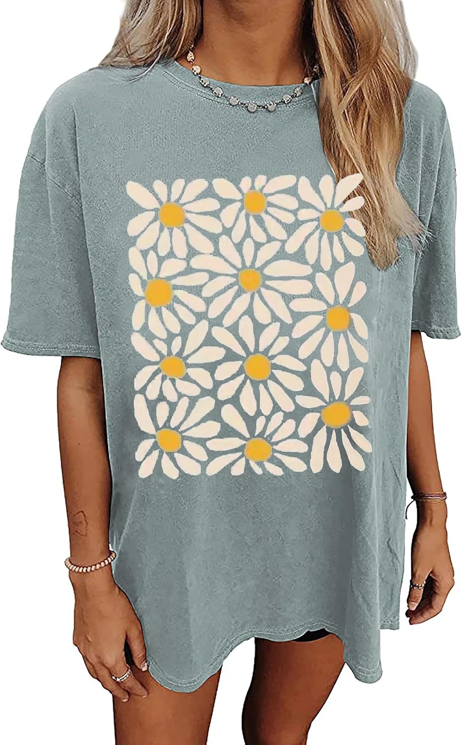 Womens Oversized Tshirt Flower Graphic Tees Nashville Music Short Sleeve Shirts Summer Casual Loose Beach Tops - Image 17