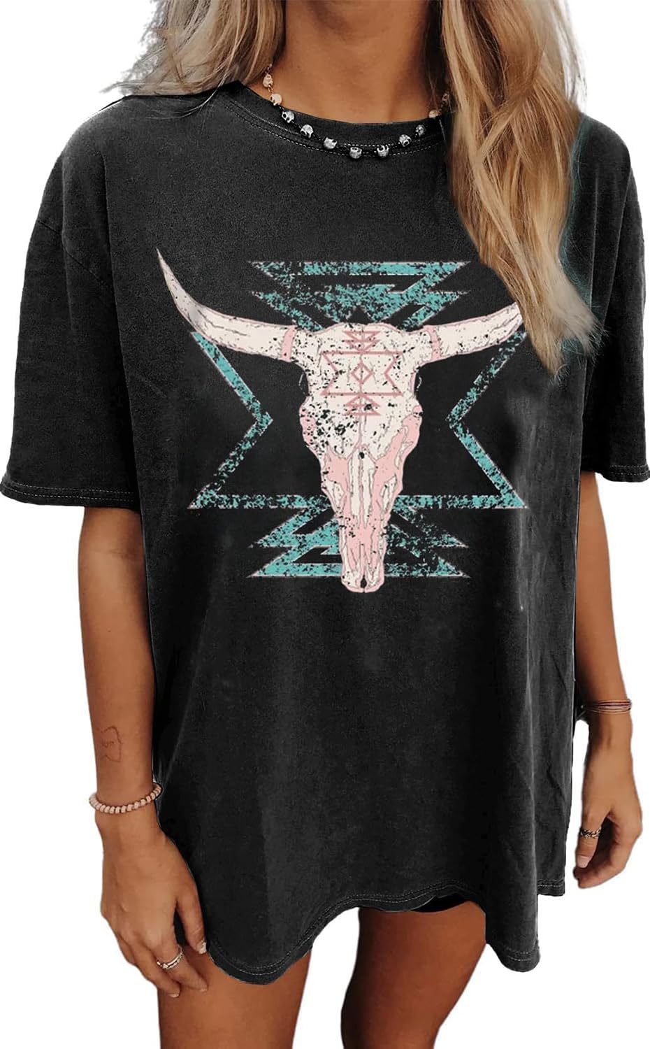 Womens Oversized Tshirt Flower Graphic Tees Nashville Music Short Sleeve Shirts Summer Casual Loose Beach Tops - Image 21