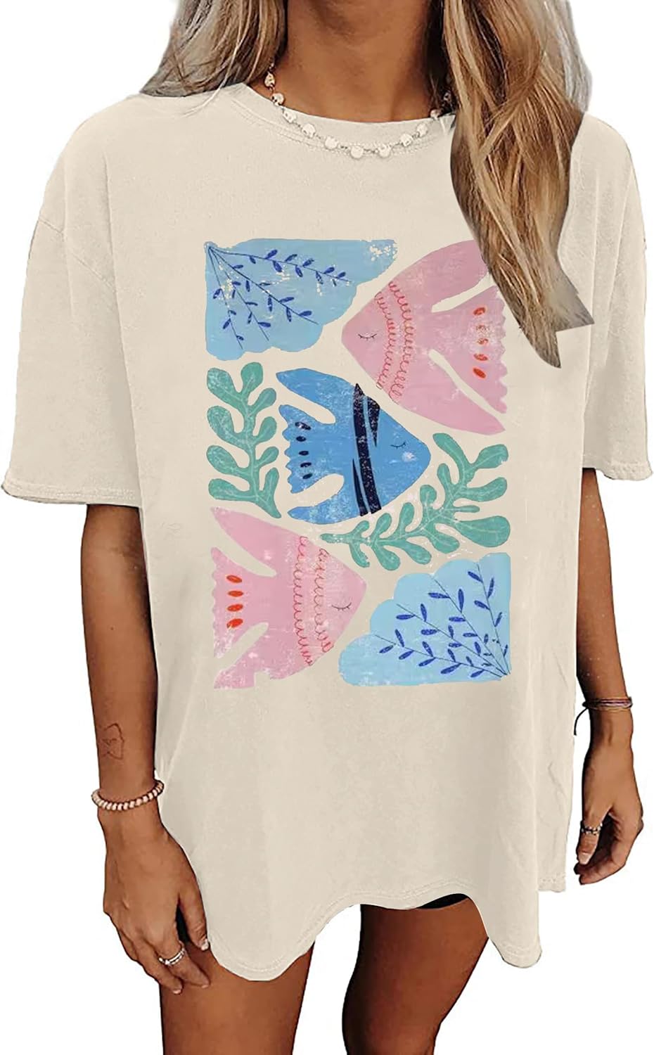 Womens Oversized Tshirt Flower Graphic Tees Nashville Music Short Sleeve Shirts Summer Casual Loose Beach Tops - Image 13