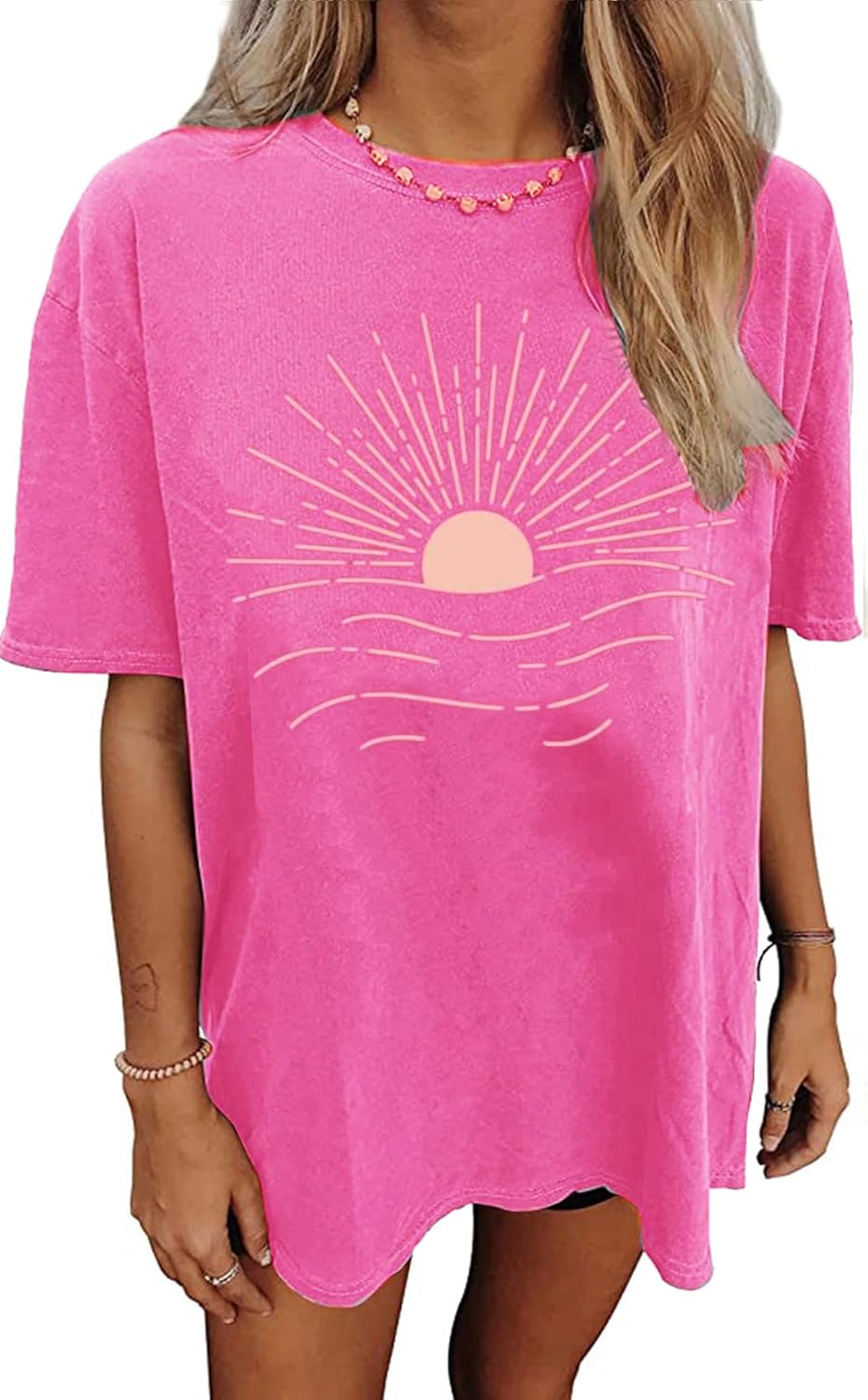 Womens Oversized Tshirt Graphic Tees Summer Casual Short Sleeves Tops Beach Vacation Clothes - Image 14