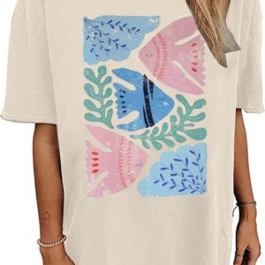 Womens Oversized Tshirt Graphic Tees Summer Casual Short Sleeves Tops Beach Vacation Clothes
