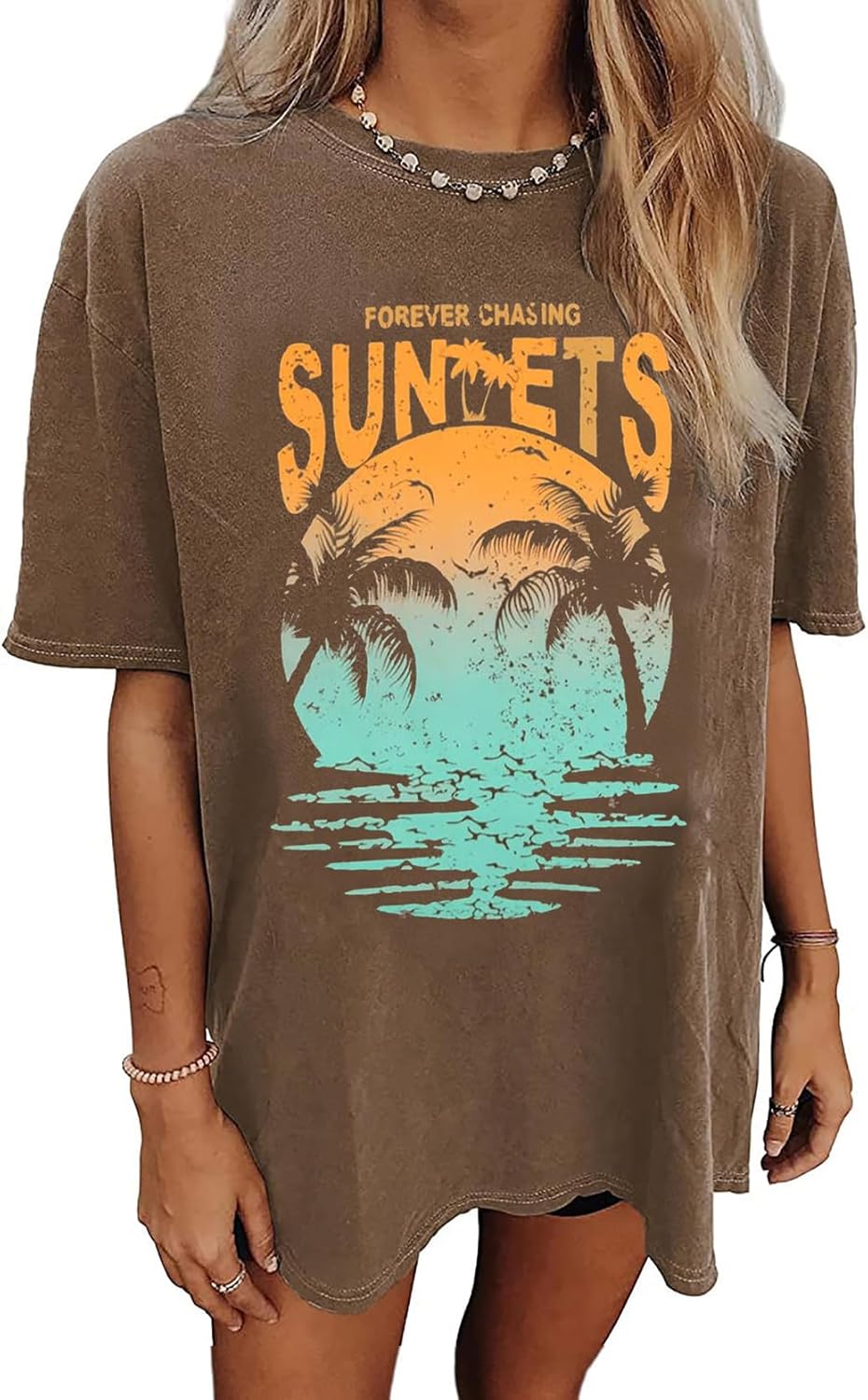 Womens Oversized Tshirt Graphic Tees Summer Casual Short Sleeves Tops Beach Vacation Clothes - Image 12