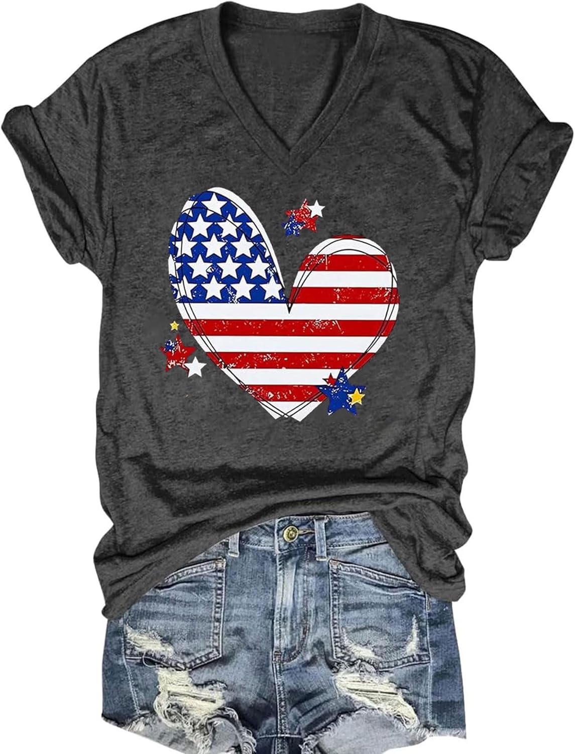 Women's T-Shirts V-Neck Boho Flowers Wildflowers Graphic Tees Shirts Cute Casual Summer Tops Short Sleeve T Shirt - Image 27