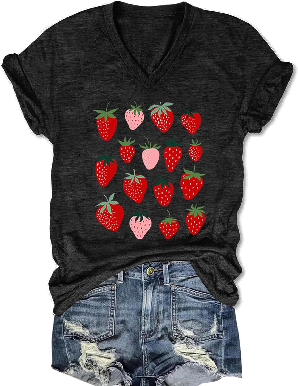 Women's T-Shirts V-Neck Boho Flowers Wildflowers Graphic Tees Shirts Cute Casual Summer Tops Short Sleeve T Shirt - Image 13