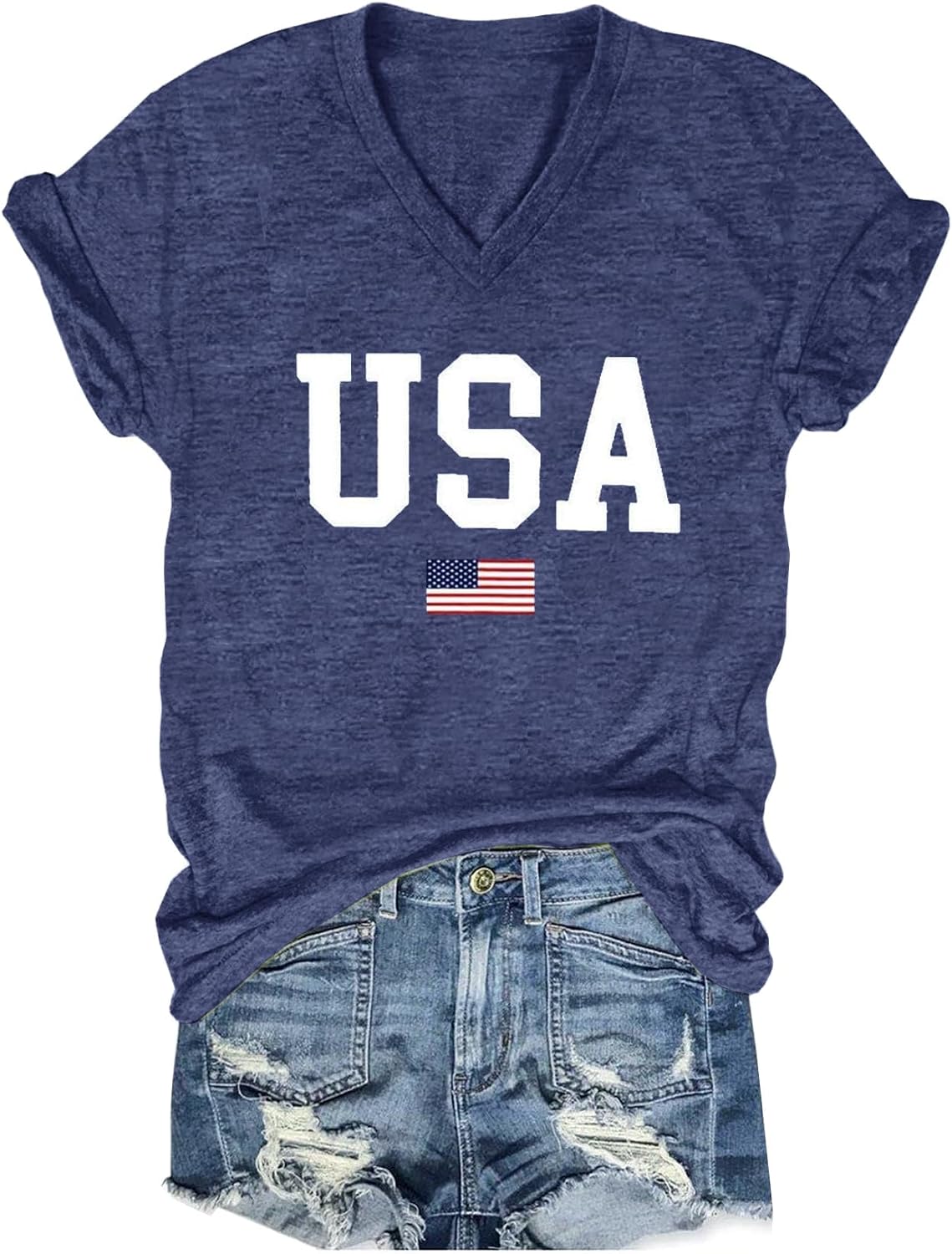 Women's T-Shirts V-Neck Boho Flowers Wildflowers Graphic Tees Shirts Cute Casual Summer Tops Short Sleeve T Shirt - Image 3