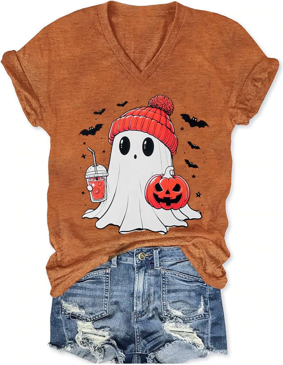 Women's T-Shirts V-Neck Boho Flowers Wildflowers Graphic Tees Shirts Cute Casual Summer Tops Short Sleeve T Shirt - Image 28