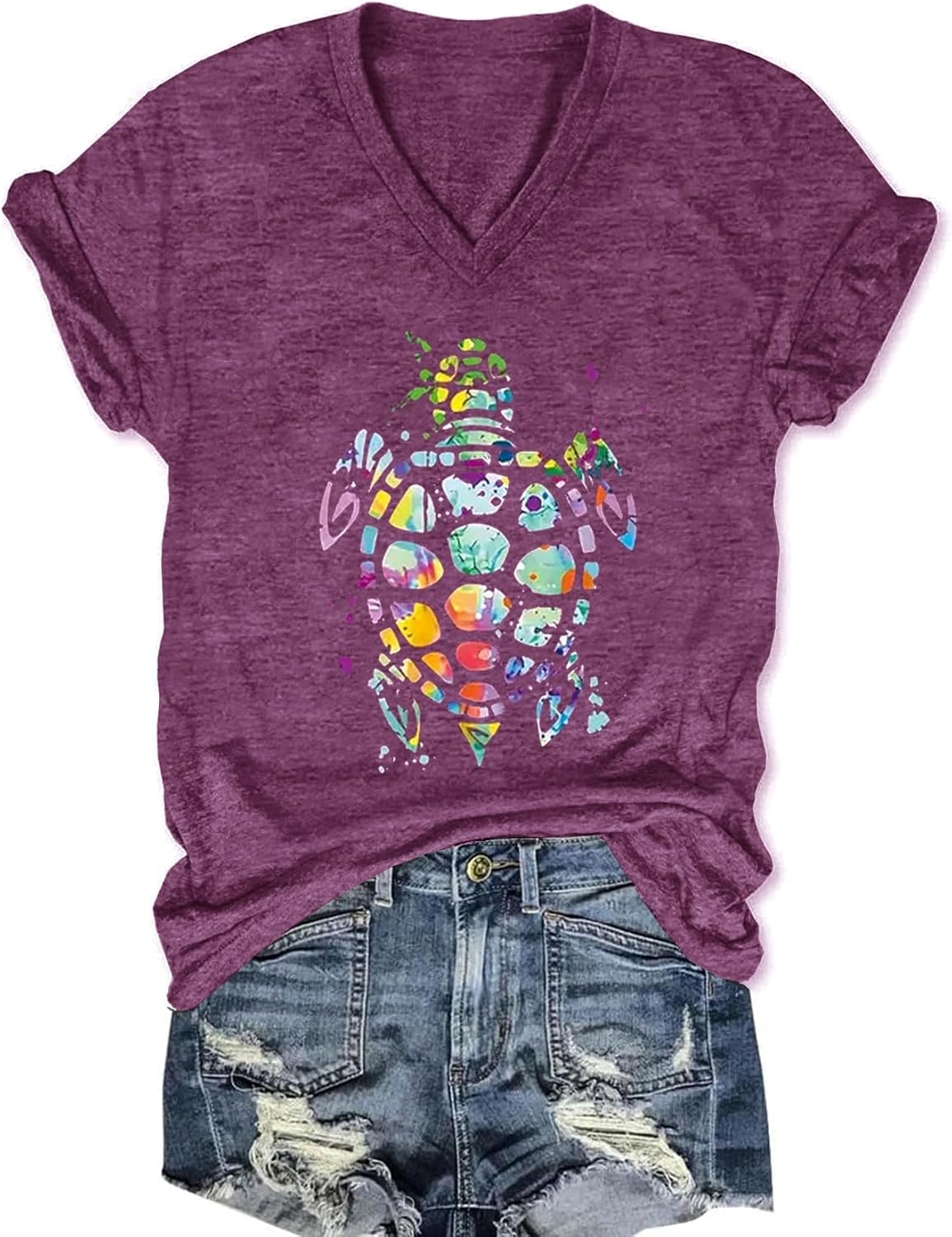 Women's T-Shirts V-Neck Boho Flowers Wildflowers Graphic Tees Shirts Cute Casual Summer Tops Short Sleeve T Shirt - Image 12