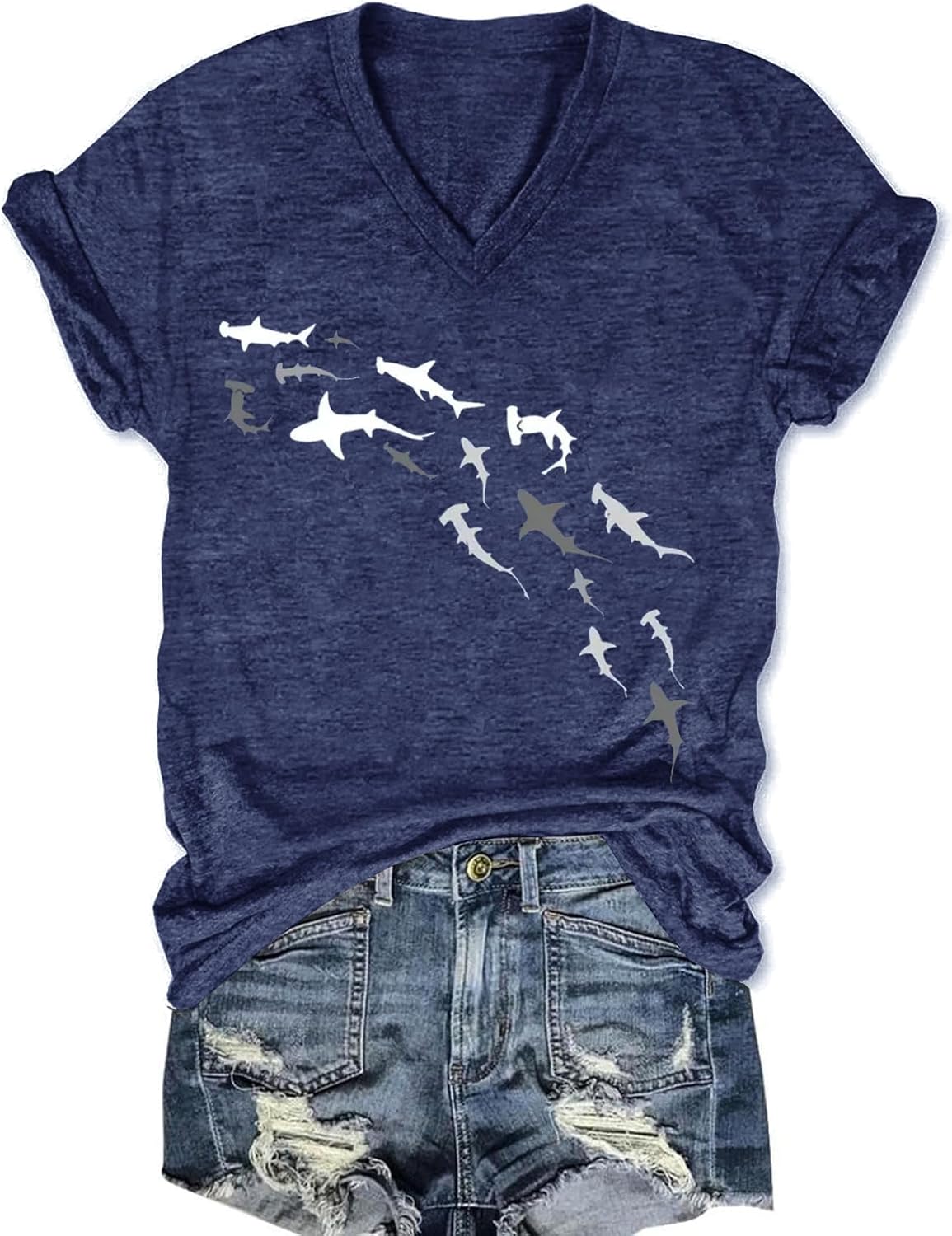 Women's T-Shirts V-Neck Boho Flowers Wildflowers Graphic Tees Shirts Cute Casual Summer Tops Short Sleeve T Shirt - Image 25